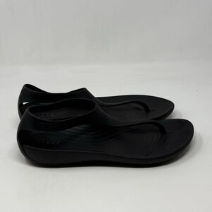 Crocs Serena Sexi Flip Sandals Womens 9 Black T Strap Thong Comfort Summer